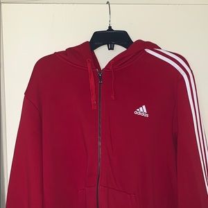 Red Zip Up Adidas Sweater